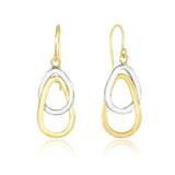 Two-Tone Gold 14k Interlaced Open Teardrop Drop Earrings