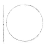 Sterling Silver Large Textured Round Hoop Earrings