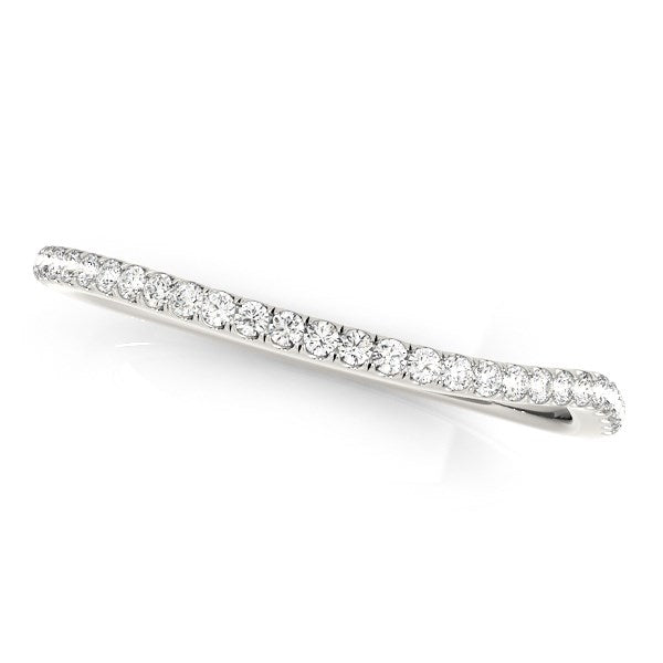 White Gold 14k Slim Curved Diamond Wedding Ring