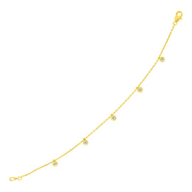 Yellow Gold 14k 7 inch Bracelet with Diamond Women's Charms