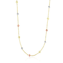 Load image into Gallery viewer, Tri-Color Gold 14k Women&#39;s Necklace with Faceted Diamonds Shape Stations