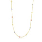 Tri-Color Gold 14k Women's Necklace with Faceted Diamonds Shape Stations