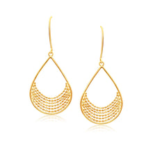 Load image into Gallery viewer, Yellow Gold 14k Open Teardrop with Layered Bead Chain Dangling Earrings
