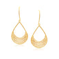 Yellow Gold 14k Open Teardrop with Layered Bead Chain Dangling Earrings