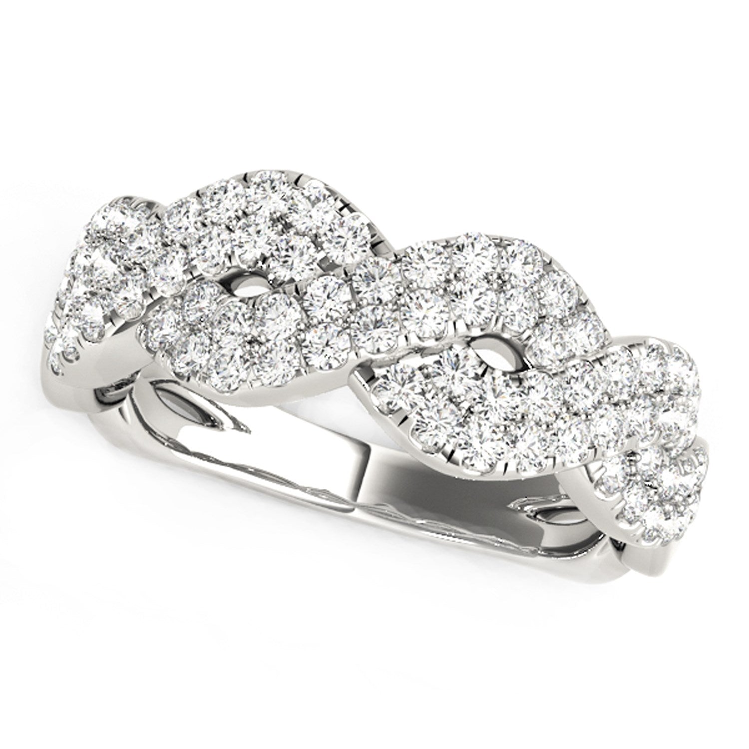 White Gold 14k Diamond Studded Interlocking Waves Ring