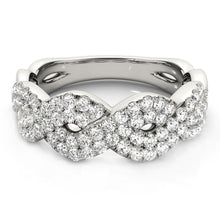 Load image into Gallery viewer, White Gold 14k Diamond Studded Interlocking Waves Ring