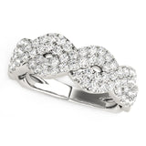 White Gold 14k Diamond Studded Interlocking Waves Ring