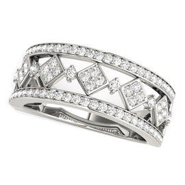 White Gold 14k Diamond Studded Square Motif Ring
