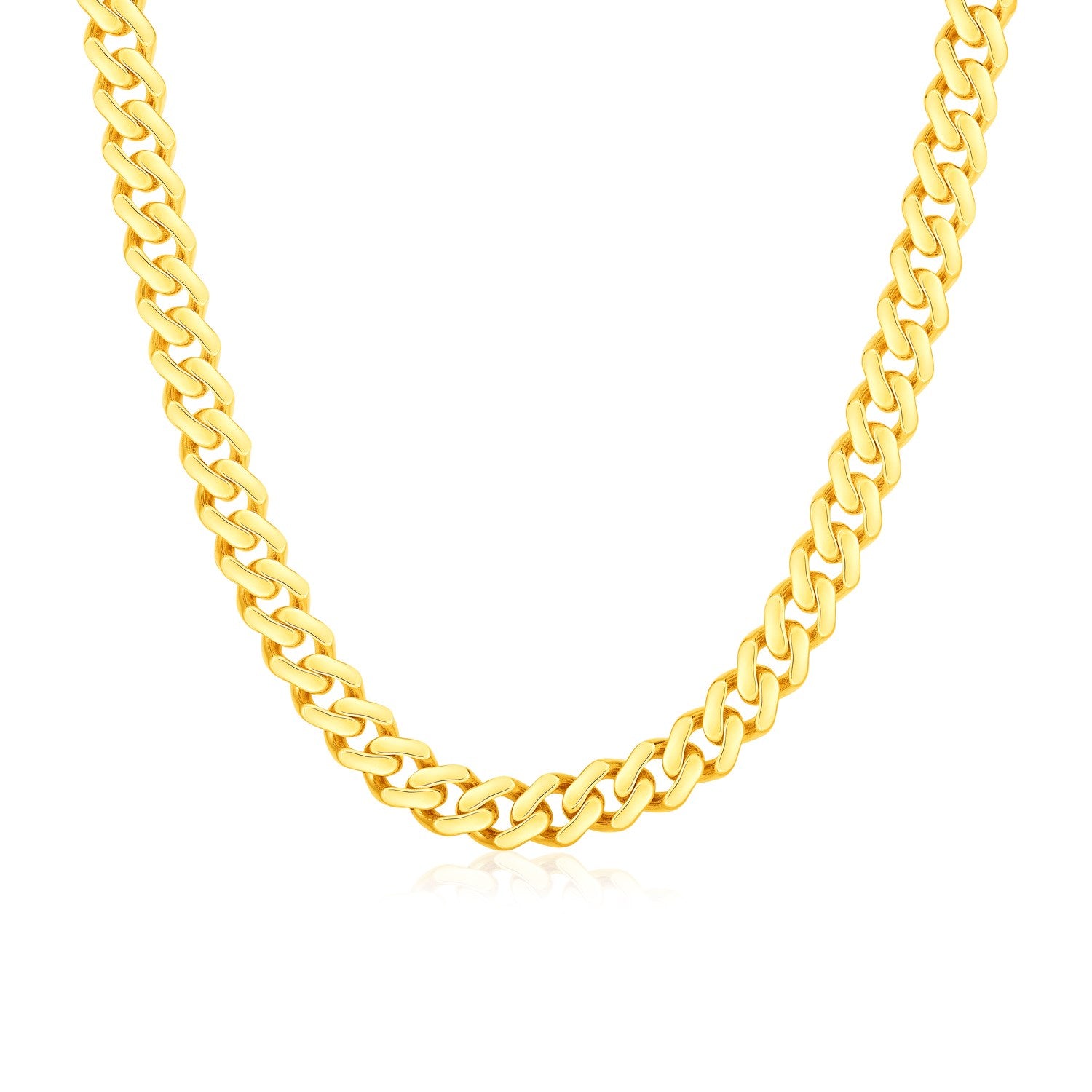 14k Yellow Gold Polished Miami Cuban Chain Necklace