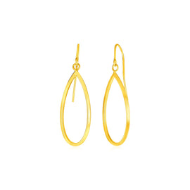 Yellow Gold 14k Dangling Earrings with Polished Open Teardrop