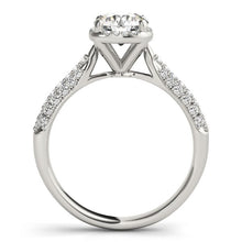 Load image into Gallery viewer, White Gold 14k Halo Graduated Pave Shank Diamond Engagement Ring