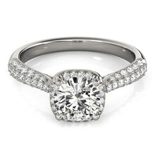 Load image into Gallery viewer, White Gold 14k Halo Graduated Pave Shank Diamond Engagement Ring