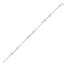 Load image into Gallery viewer, White Gold Filigree Marquise Stationed 14k Anklet