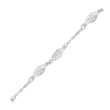 Load image into Gallery viewer, White Gold Filigree Marquise Stationed 14k Anklet