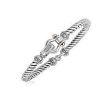Load image into Gallery viewer, Yellow Gold and Sterling Silver 18k 0.0 Italian Cable Women&#39;s Fancy Bracelet with Diamond Accents