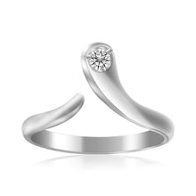 Load image into Gallery viewer, Sterling Silver Rhodium Plated White Cubic Zirconia Accented Shiny Toe Ring