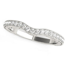 Load image into Gallery viewer, White Gold 14k Antique Style Milgrained Curved Diamond Wedding Ring