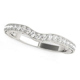 White Gold 14k Antique Style Milgrained Curved Diamond Wedding Ring