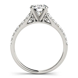 White Gold 14k Prong Set Graduated Diamond Engagement Ring