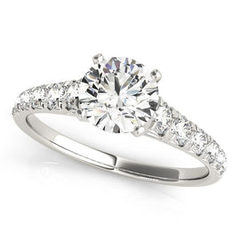 White Gold 14k Prong Set Graduated Diamond Engagement Ring