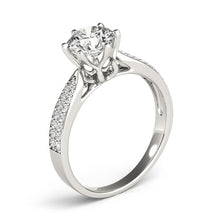 Load image into Gallery viewer, Six Prong White Gold 14k Diamond Pave Band Engagement Ring