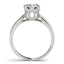 Load image into Gallery viewer, Six Prong White Gold 14k Diamond Pave Band Engagement Ring
