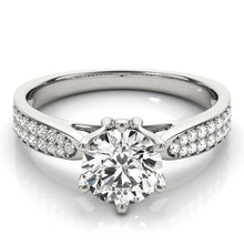 Load image into Gallery viewer, Six Prong White Gold 14k Diamond Pave Band Engagement Ring
