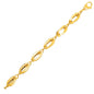 Yellow Gold 14k Women's Fancy Bracelet with Long Double Oval Links