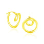 Yellow Gold 14k Textured Coil Style Hoop Earrings in Hinged Snap Back
