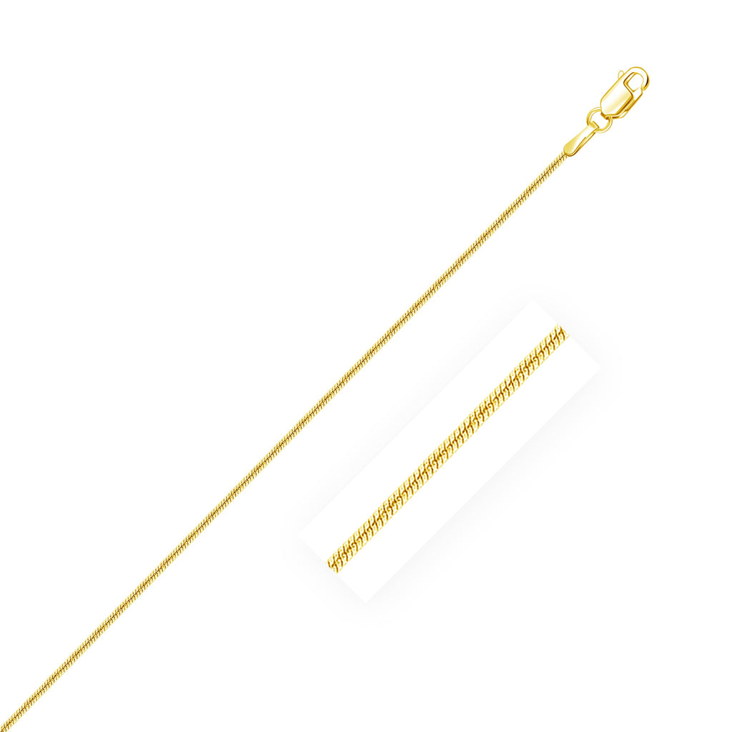 Yellow Gold 14k 0.9mm Round Snake Chain in Lobster Claw