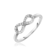 Load image into Gallery viewer, Sterling Silver Infinity Symbol Ring with Cubic Zirconias
