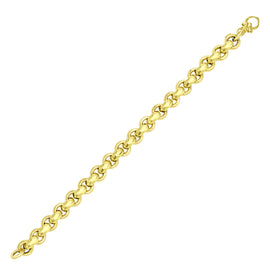 Yellow Gold 14k Women's Rolo Design Shiny Bracelet