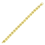 Yellow Gold 14k Women's Rolo Design Shiny Bracelet