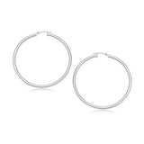White Gold 10k 30 mm Polished Hoop Earrings with Snap Lock Backing