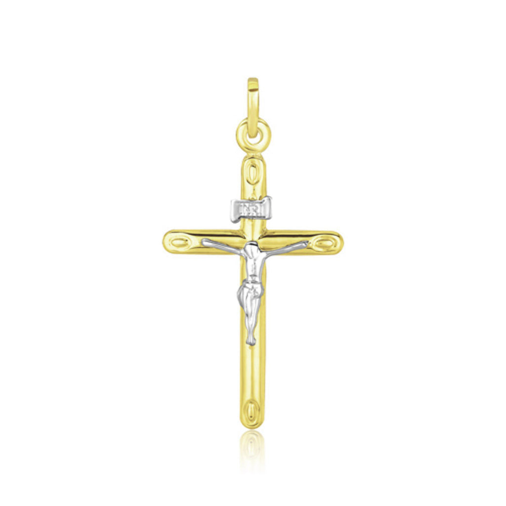 Two Tone Gold 14k Cross Crafted Pendant
