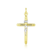 Load image into Gallery viewer, Two Tone Gold 14k Cross Crafted Pendant