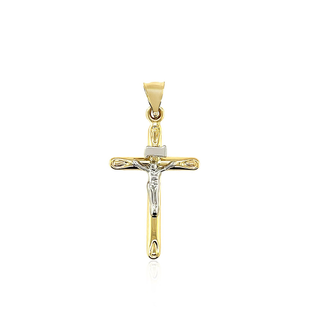 Two Tone Gold 14k Cross Crafted Pendant