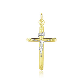 Two Tone Gold 14k Cross Crafted Pendant