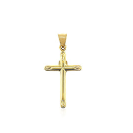Two Tone Gold 14k Cross Crafted Pendant