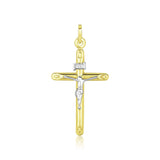 Two Tone Gold 14k Cross Crafted Pendant