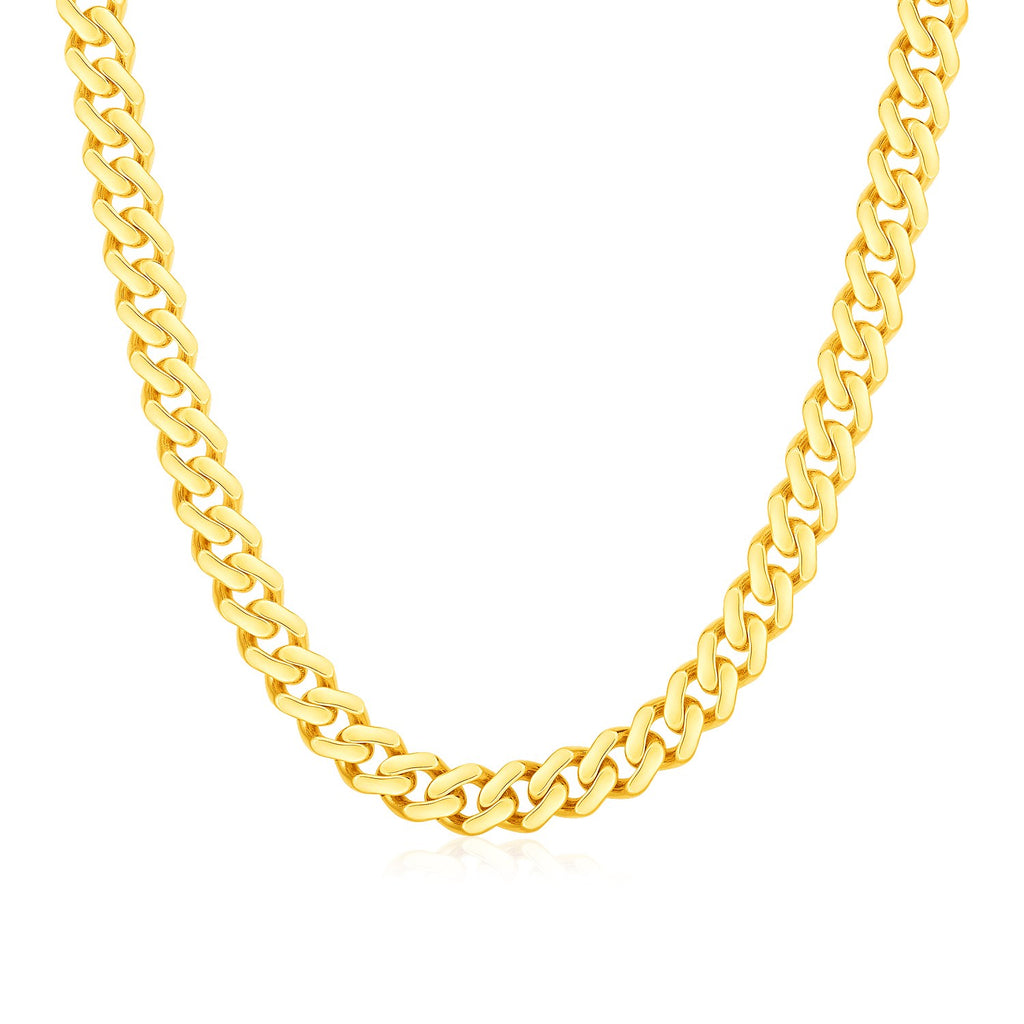 Yellow Gold 14k Polished Miami Cuban Women's Chain Necklace