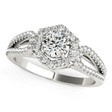 Load image into Gallery viewer, White Gold 14k Diamond Hexagon Halo Border Engagement Ring