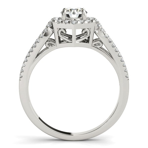 White Gold 14k Diamond Hexagon Halo Border Engagement Ring