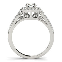 Load image into Gallery viewer, White Gold 14k Diamond Hexagon Halo Border Engagement Ring