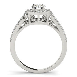 White Gold 14k Diamond Hexagon Halo Border Engagement Ring