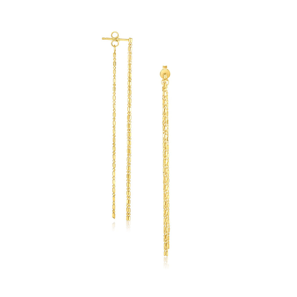 Yellow Gold 14k Double Chain Strand Drop Earrings