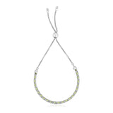Sterling Silver 9 1/4 inch Women's Adjustable Bracelet with Pale Green Cubic Zirconias
