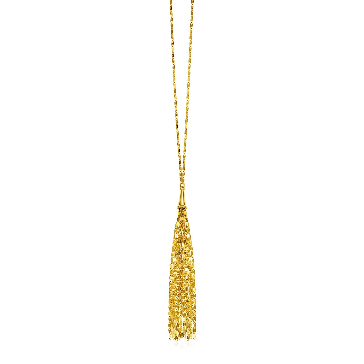 Yellow Gold 14k 28 inch Women's Lariat Style Tassel Necklace