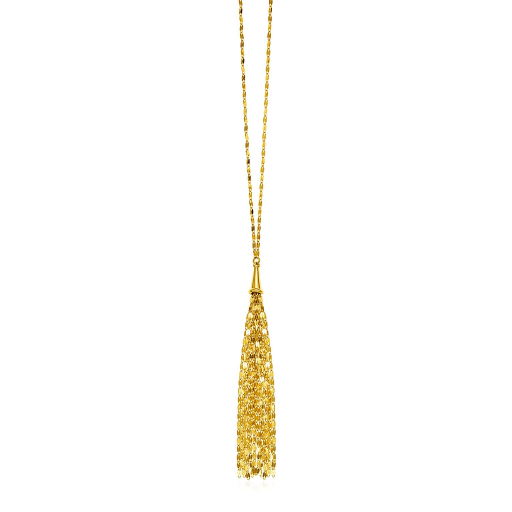Yellow Gold 14k 28 inch Women's Lariat Style Tassel Necklace