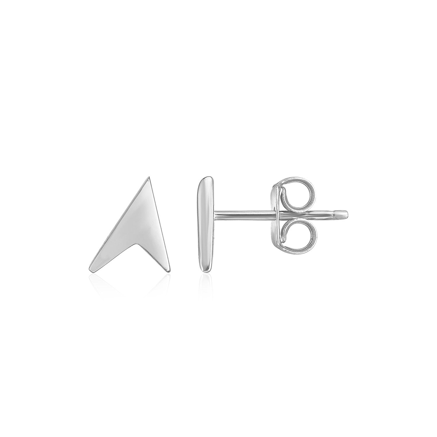 White Gold 14k Polished Arrow Head Post Earrings with Pushback Clasps